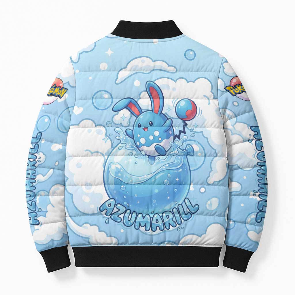 Azumarill Bomber Puffer Jacket Dreamy Bubble Cloud Art