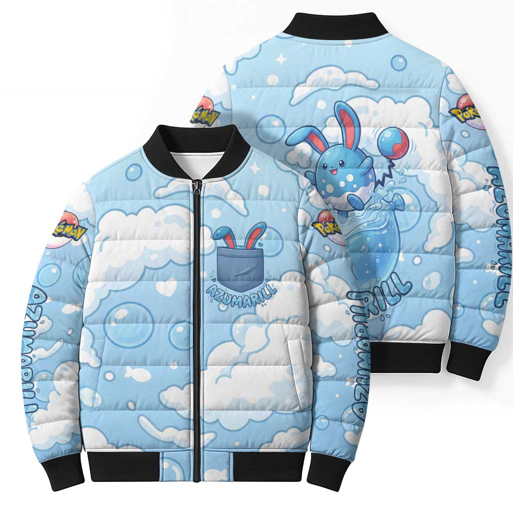 Azumarill Bomber Puffer Jacket Dreamy Bubble Cloud Art