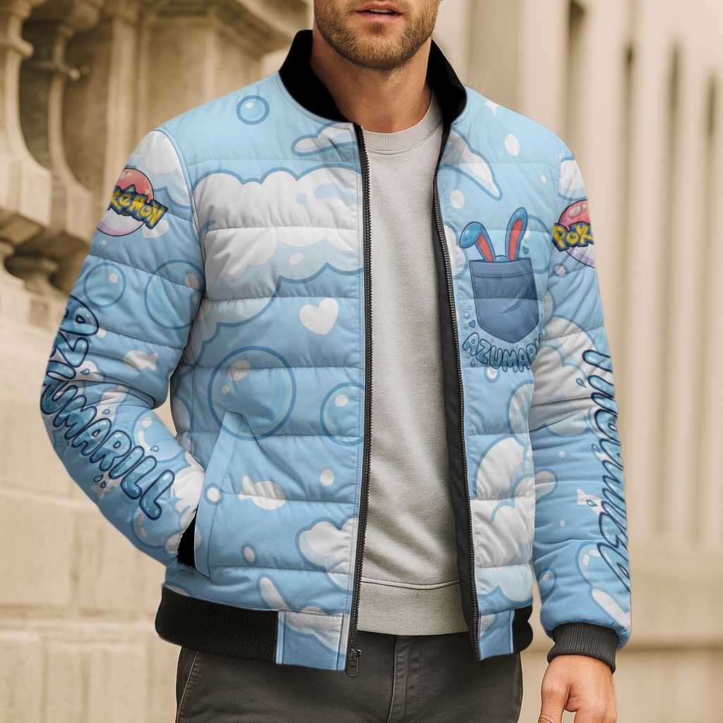 Azumarill Bomber Puffer Jacket Dreamy Bubble Cloud Art