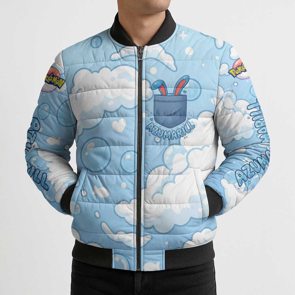 Azumarill Bomber Puffer Jacket Dreamy Bubble Cloud Art