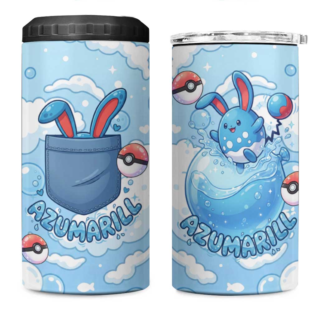 Azumarill 4 in 1 Can Cooler Tumbler Dreamy Bubble Cloud Art