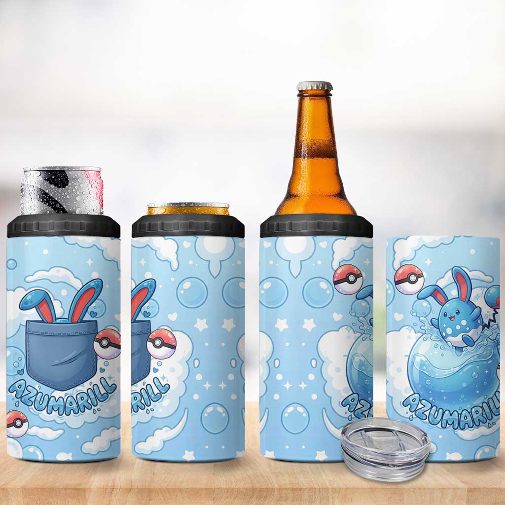 Azumarill 4 in 1 Can Cooler Tumbler Dreamy Bubble Cloud Art