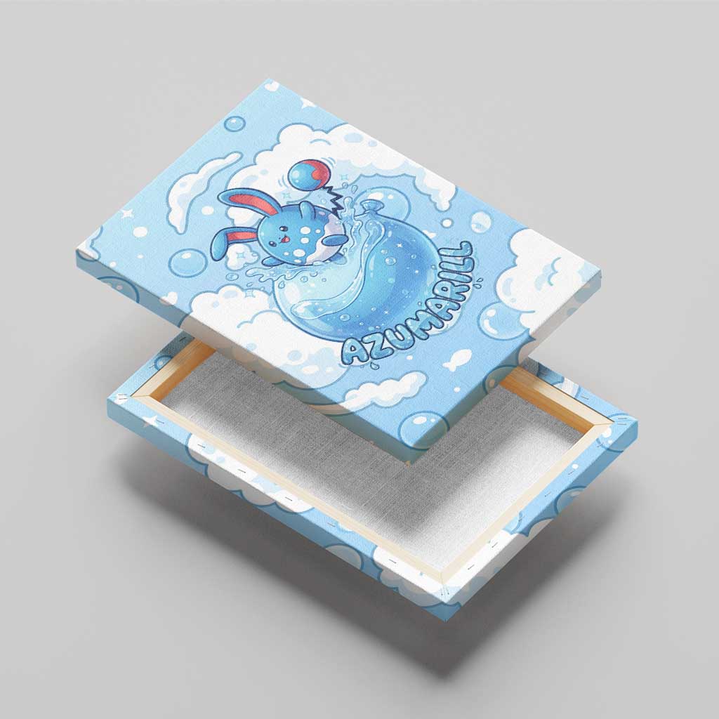 Azumarill Canvas Wall Art Dreamy Bubble Cloud Art