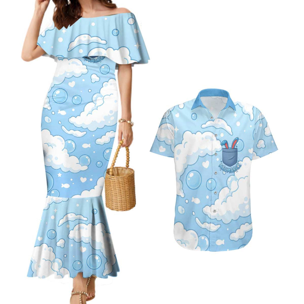 Azumarill Couples Matching Mermaid Dress and Hawaiian Shirt Dreamy Bubble Cloud Art
