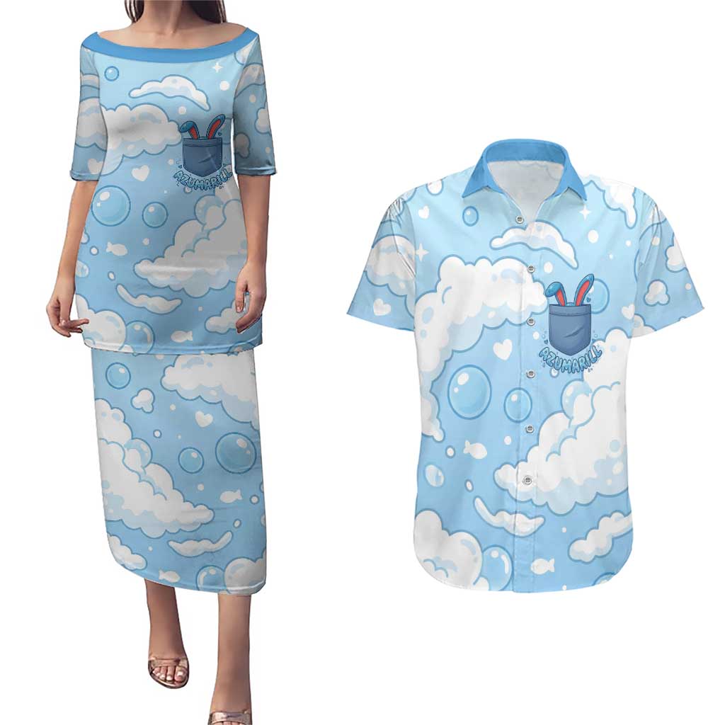 Azumarill Couples Matching Puletasi and Hawaiian Shirt Dreamy Bubble Cloud Art
