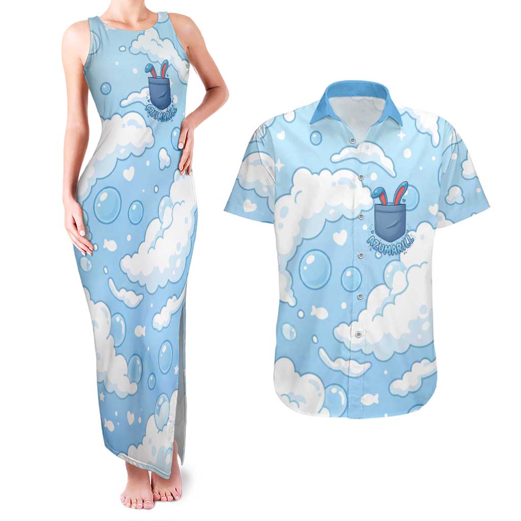 Azumarill Couples Matching Tank Maxi Dress and Hawaiian Shirt Dreamy Bubble Cloud Art