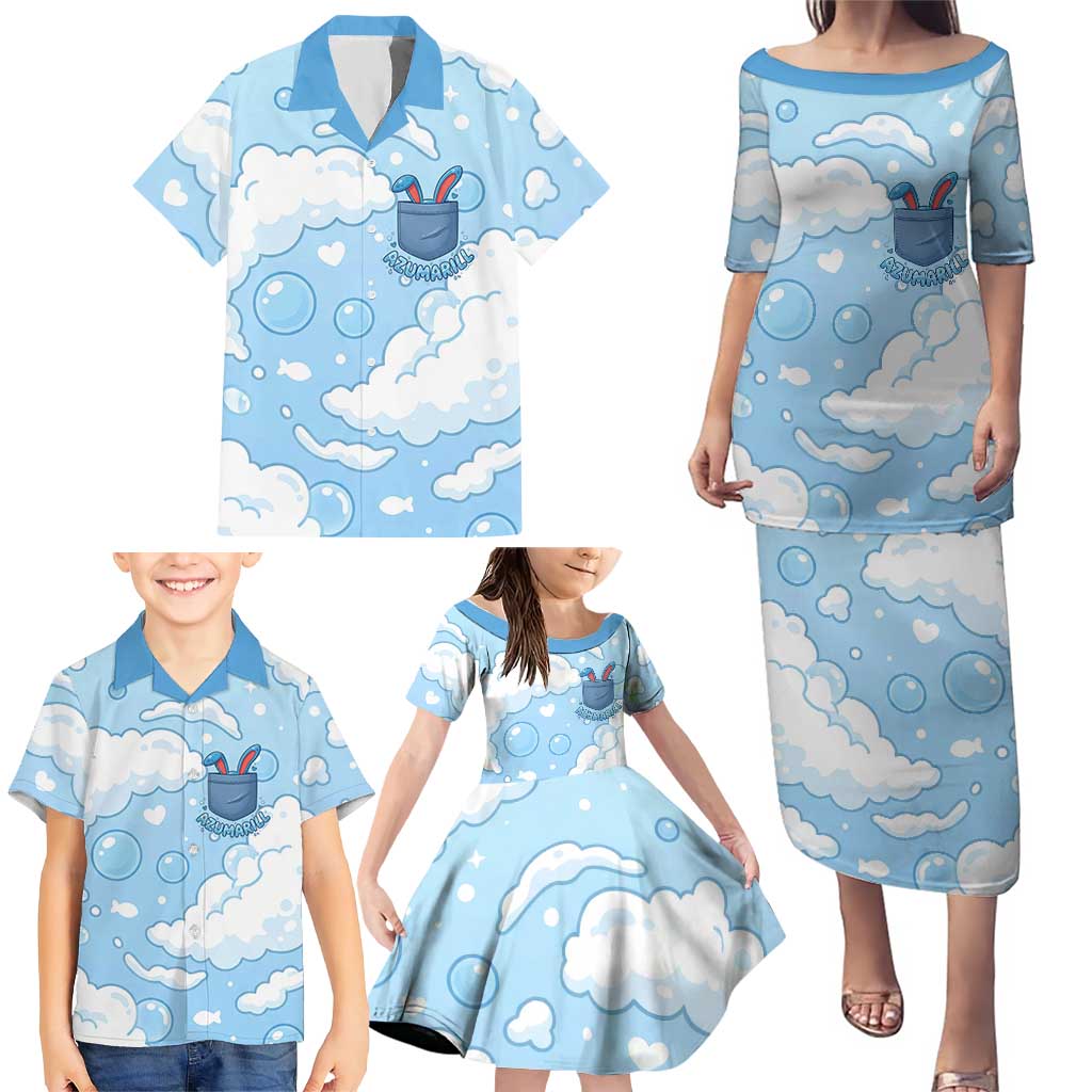 Azumarill Family Matching Puletasi and Hawaiian Shirt Dreamy Bubble Cloud Art