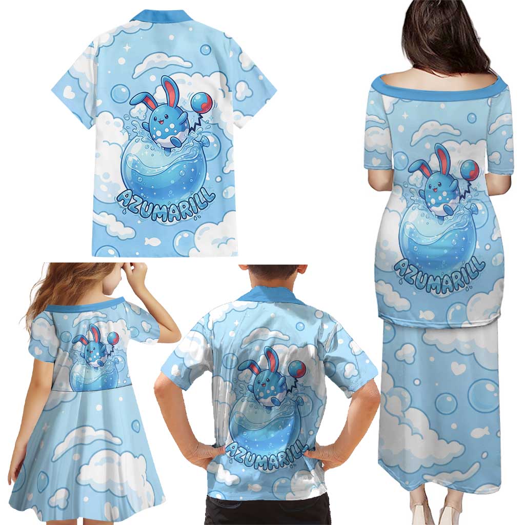 Azumarill Family Matching Puletasi and Hawaiian Shirt Dreamy Bubble Cloud Art