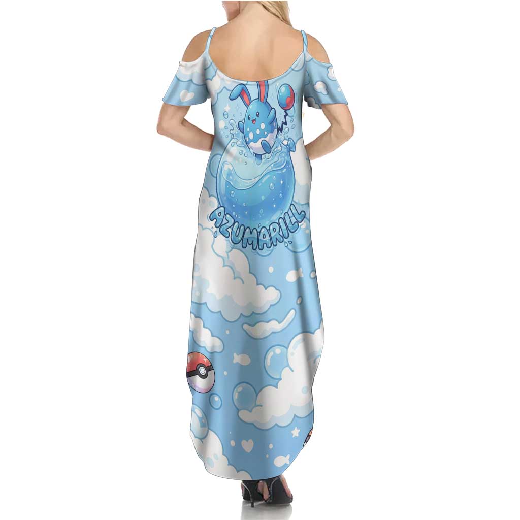 Azumarill Family Matching Summer Maxi Dress and Hawaiian Shirt Dreamy Bubble Cloud Art