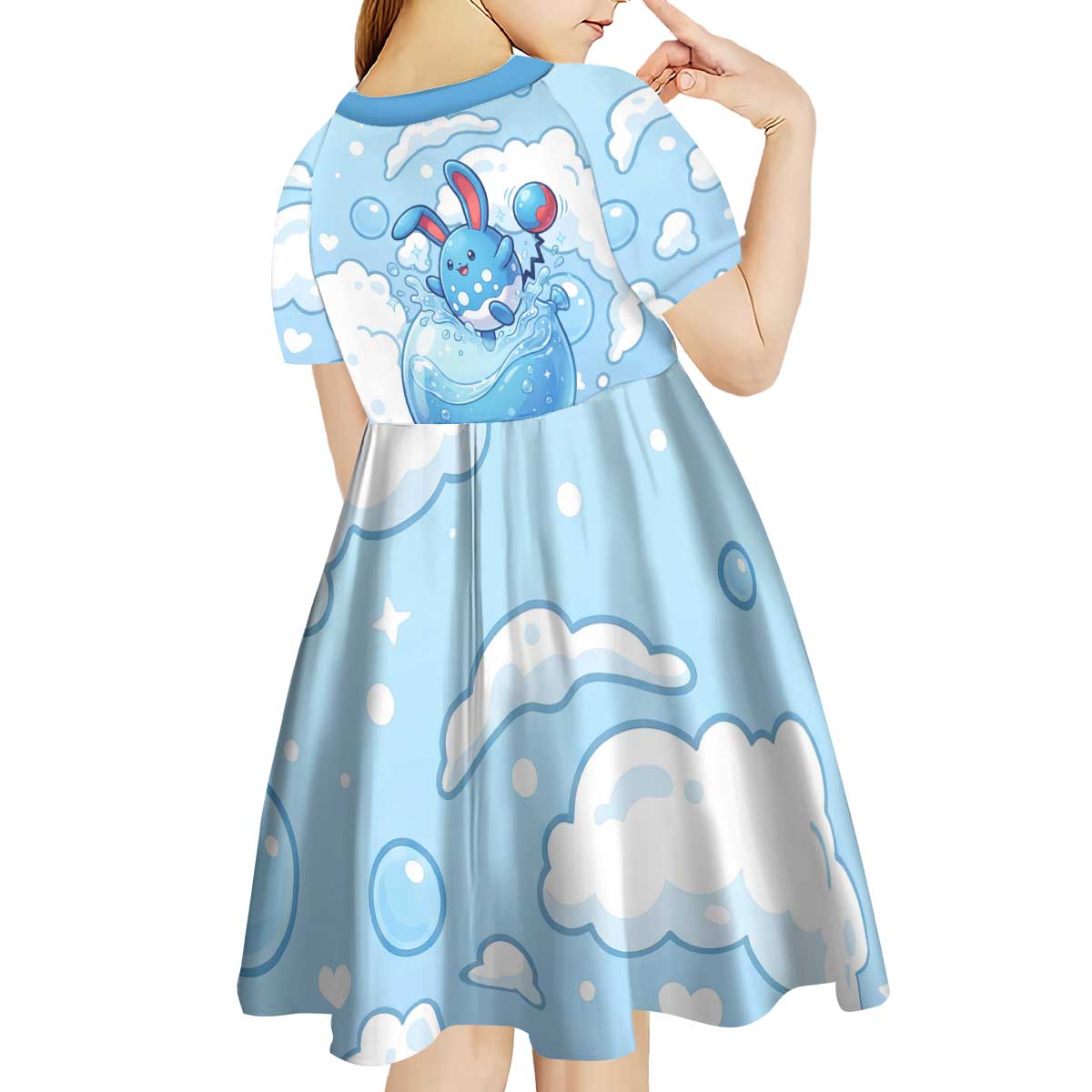 Azumarill Kid Short Sleeve Dress Dreamy Bubble Cloud Art