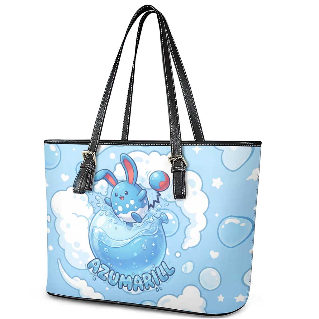 Azumarill Leather Tote Bag Dreamy Bubble Cloud Art