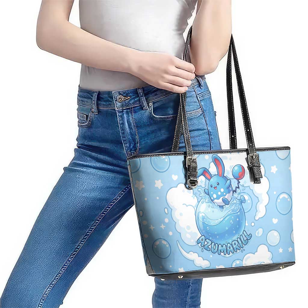 Azumarill Leather Tote Bag Dreamy Bubble Cloud Art