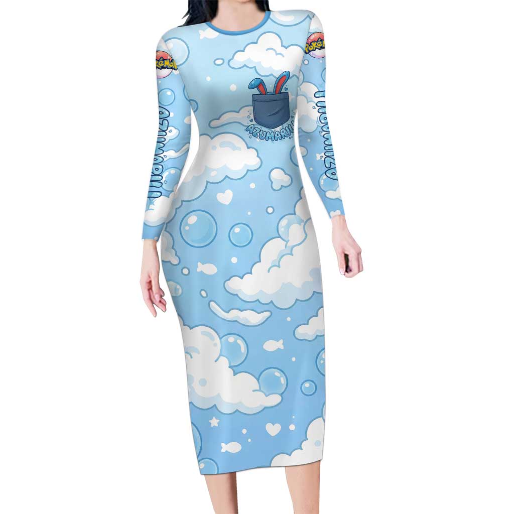 Azumarill Long Sleeve Bodycon Dress Dreamy Bubble Cloud Art
