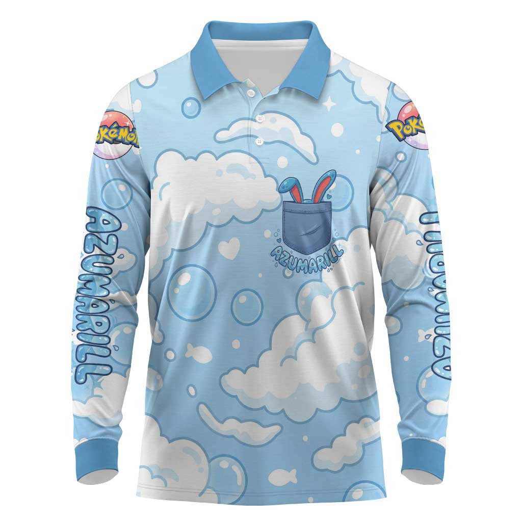 Azumarill Long Sleeve Polo Shirt Dreamy Bubble Cloud Art