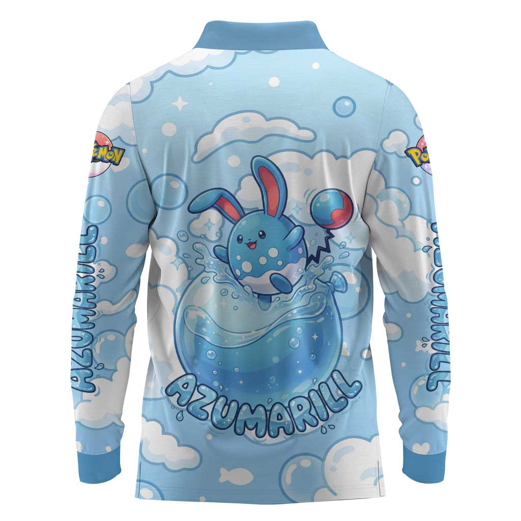 Azumarill Long Sleeve Polo Shirt Dreamy Bubble Cloud Art