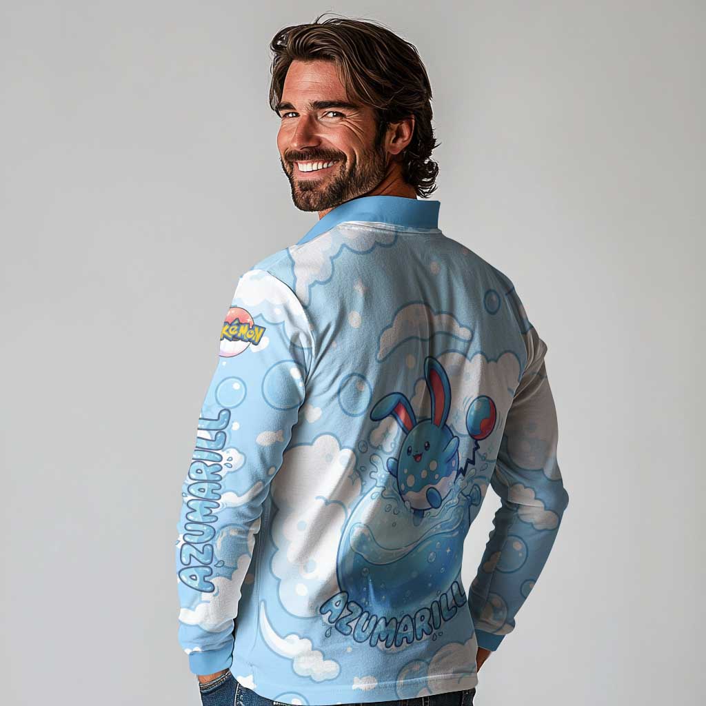 Azumarill Long Sleeve Polo Shirt Dreamy Bubble Cloud Art