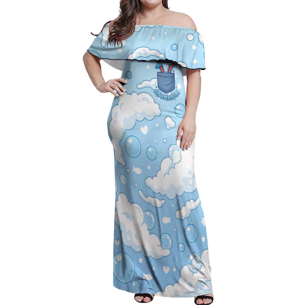 Azumarill Off Shoulder Maxi Dress Dreamy Bubble Cloud Art