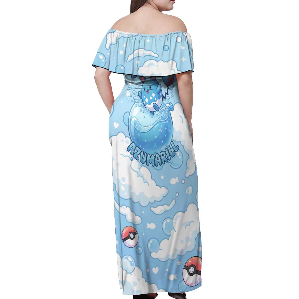 Azumarill Off Shoulder Maxi Dress Dreamy Bubble Cloud Art