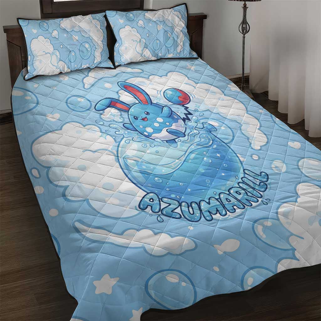 Azumarill Quilt Bed Set Dreamy Bubble Cloud Art