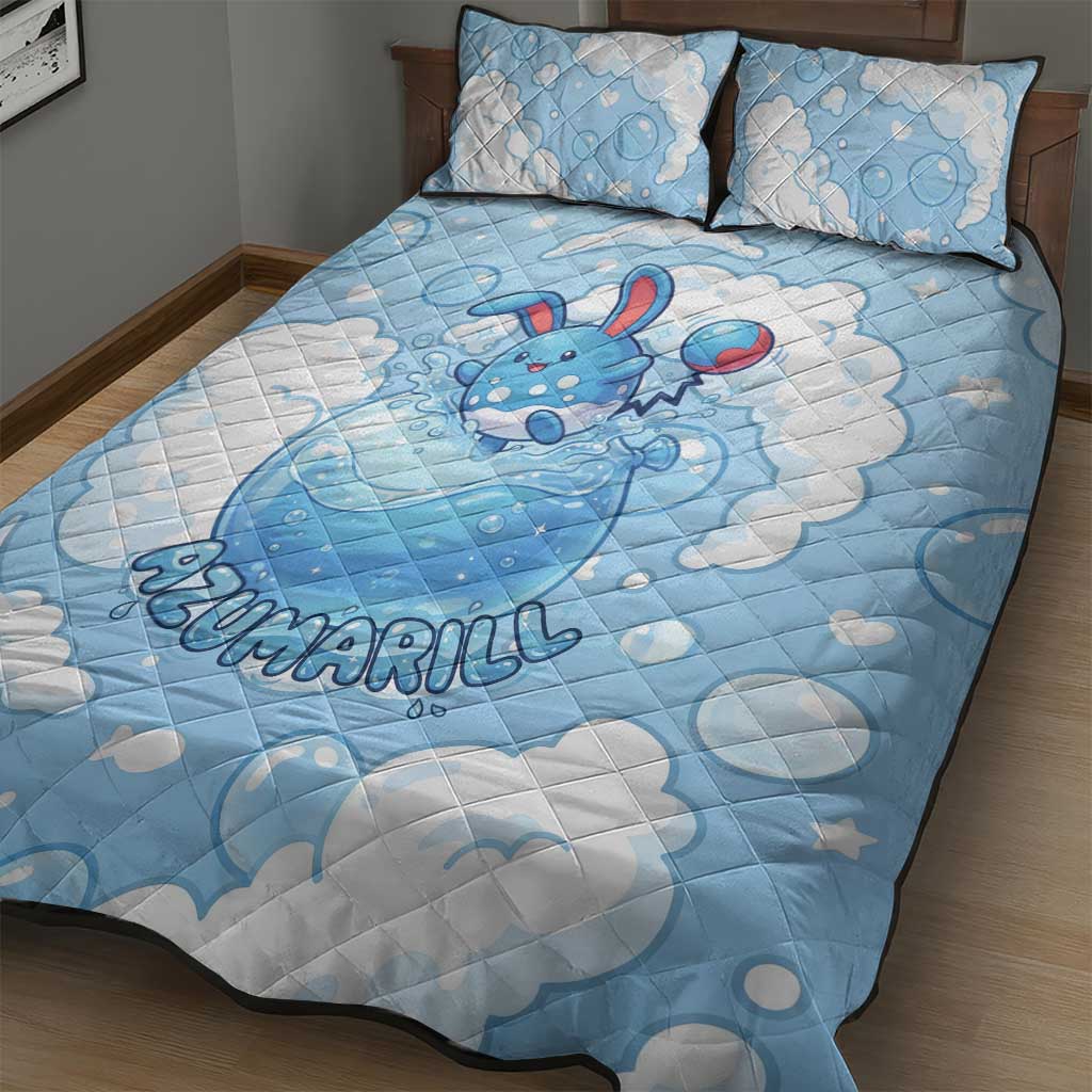 Azumarill Quilt Bed Set Dreamy Bubble Cloud Art