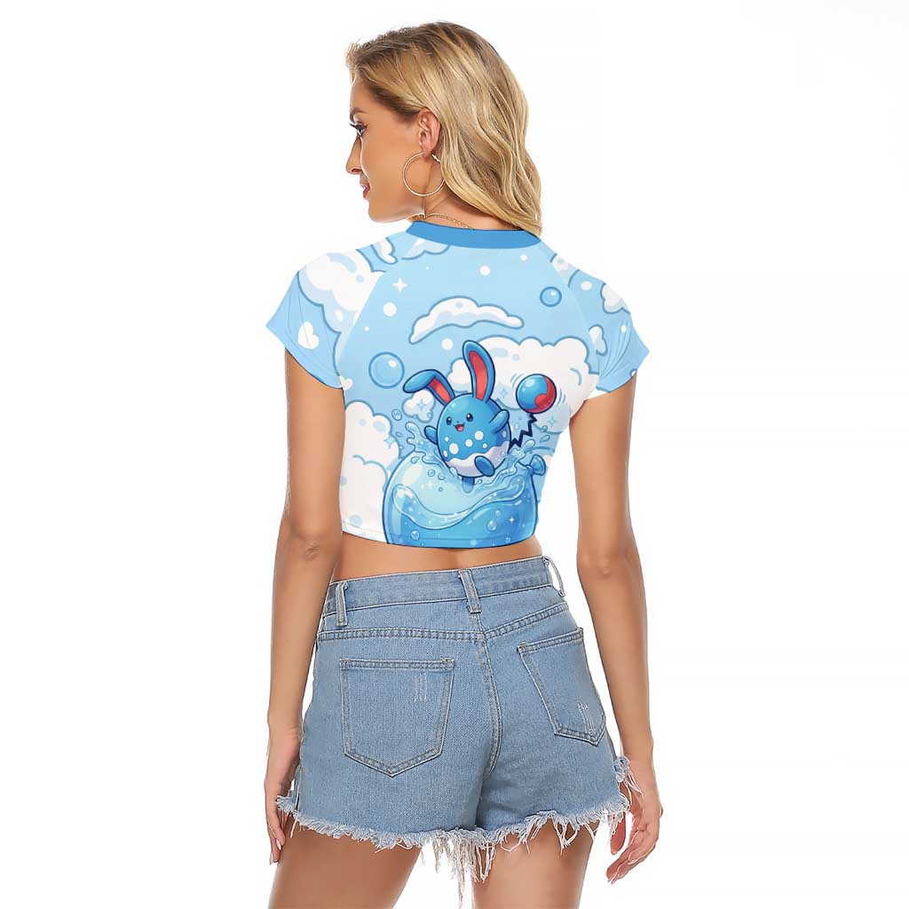 Azumarill Raglan Cropped T Shirt Dreamy Bubble Cloud Art