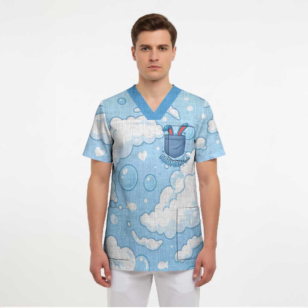 Azumarill Scrub Top Dreamy Bubble Cloud Art