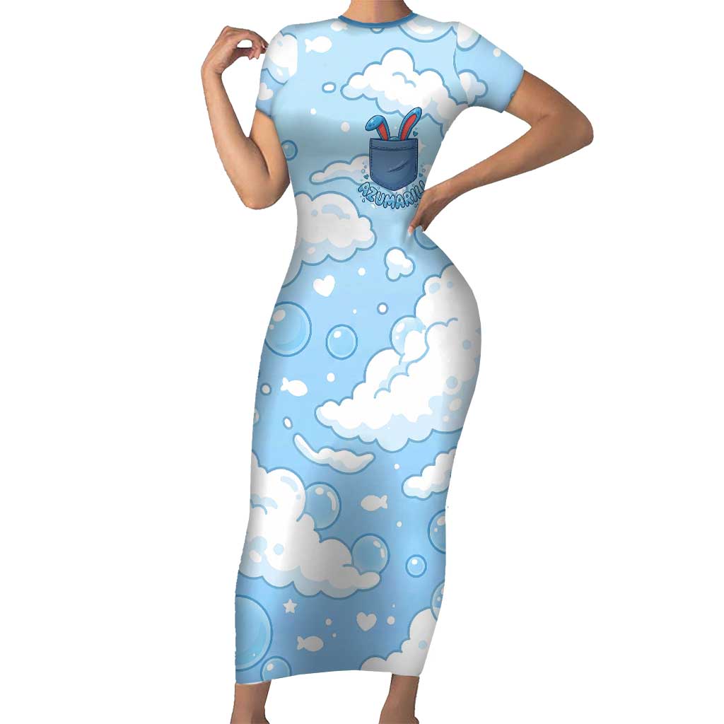 Azumarill Short Sleeve Bodycon Dress Dreamy Bubble Cloud Art