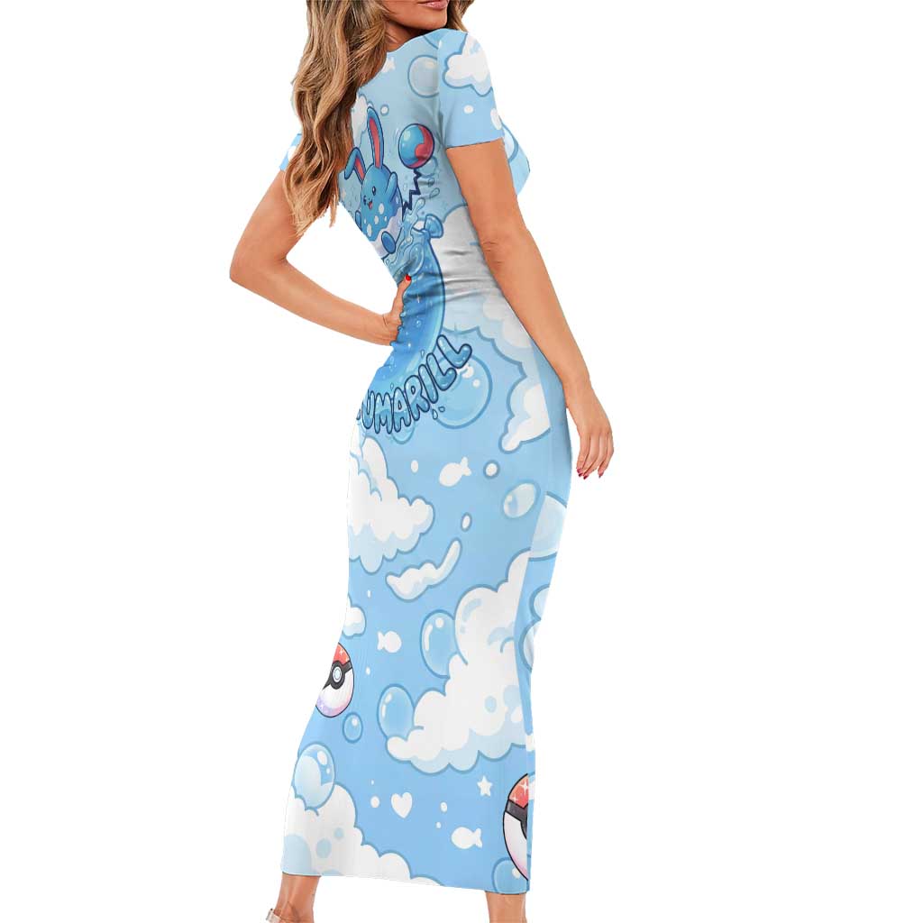 Azumarill Short Sleeve Bodycon Dress Dreamy Bubble Cloud Art