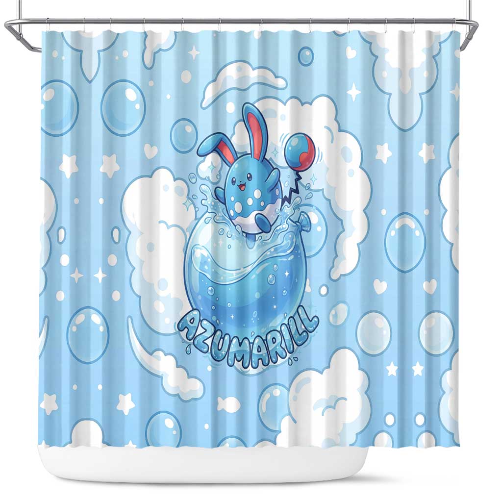 Azumarill Shower Curtain Dreamy Bubble Cloud Art