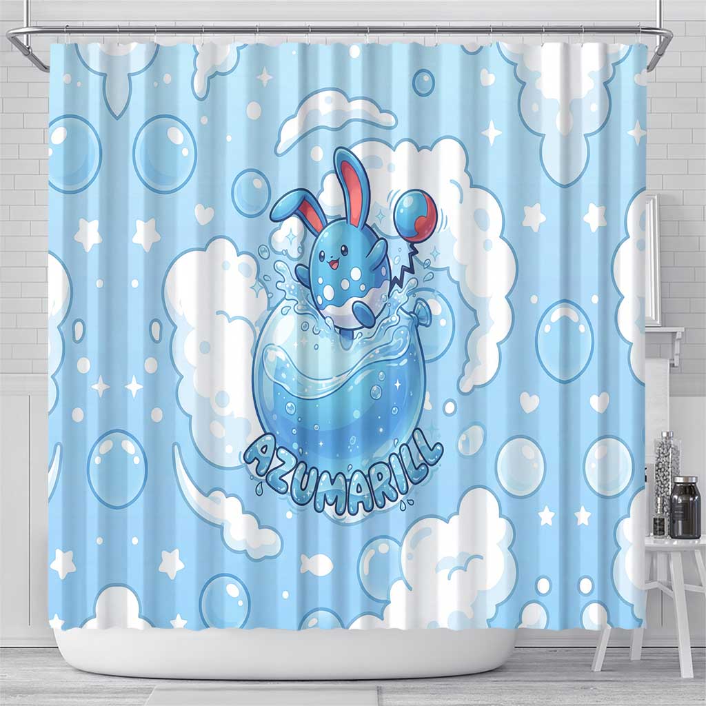 Azumarill Shower Curtain Dreamy Bubble Cloud Art