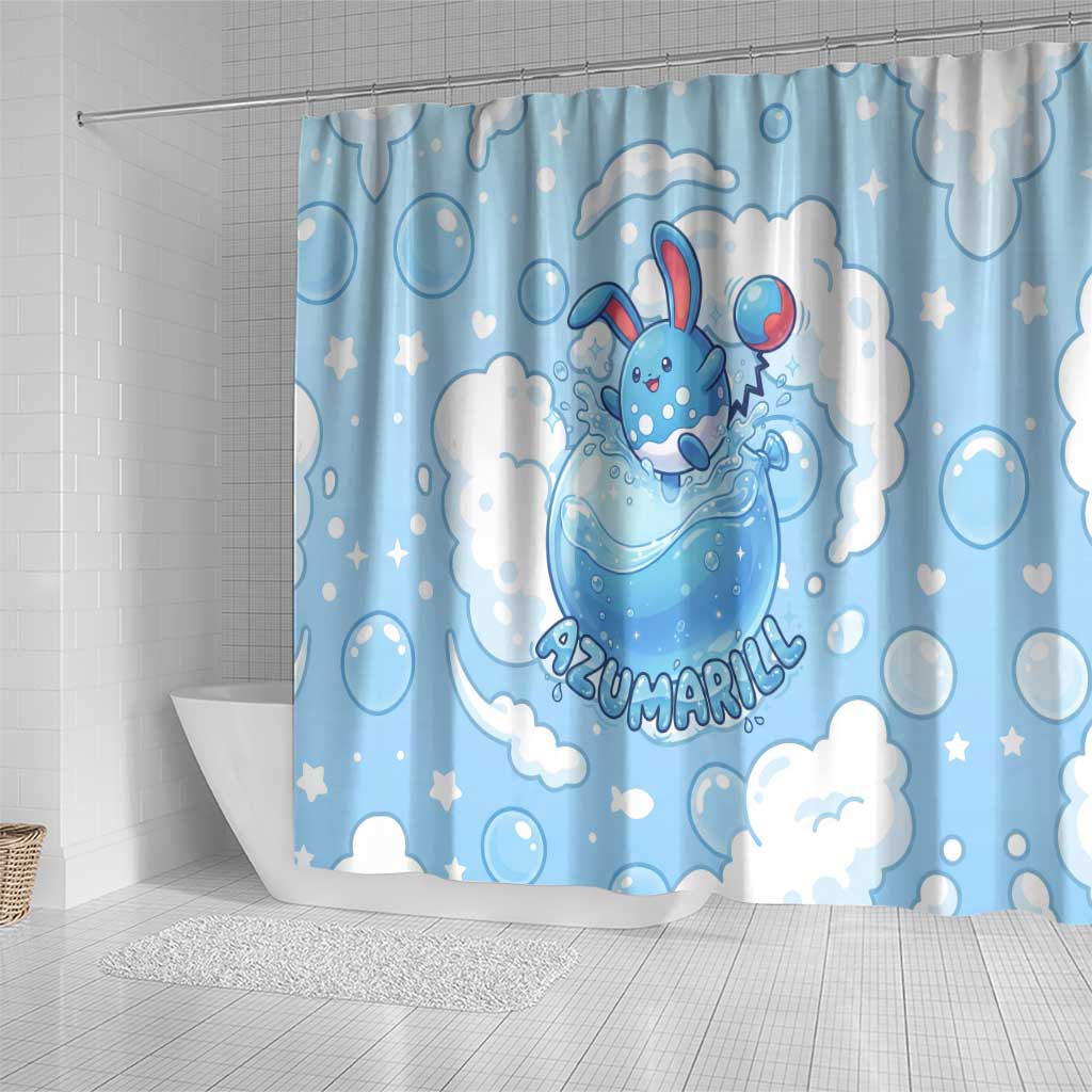 Azumarill Shower Curtain Dreamy Bubble Cloud Art
