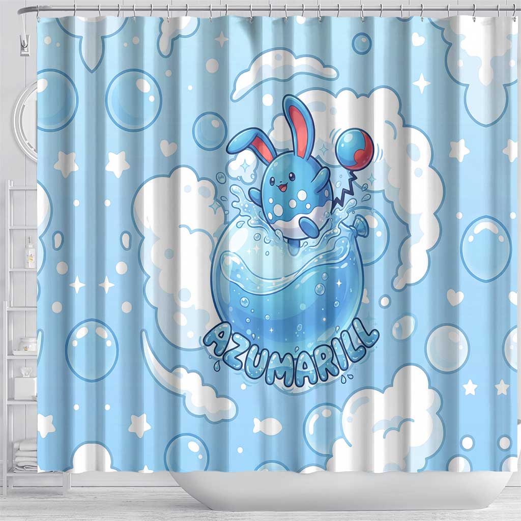 Azumarill Shower Curtain Dreamy Bubble Cloud Art