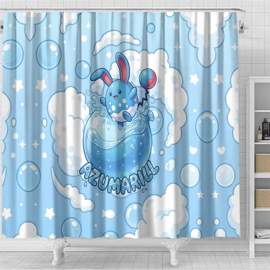 Azumarill Shower Curtain Dreamy Bubble Cloud Art