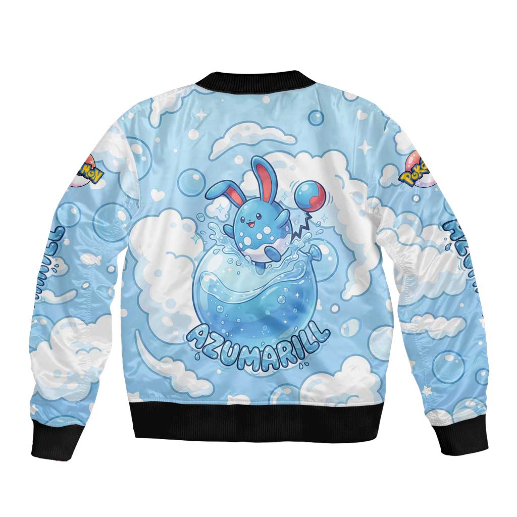 Azumarill Sleeve Zip Bomber Jacket Dreamy Bubble Cloud Art