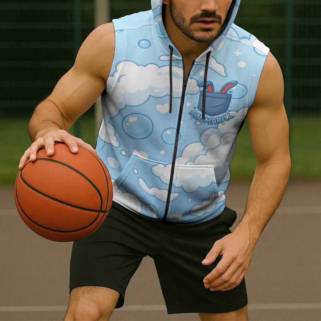 Azumarill Sleeveless Zip Hoodie Dreamy Bubble Cloud Art