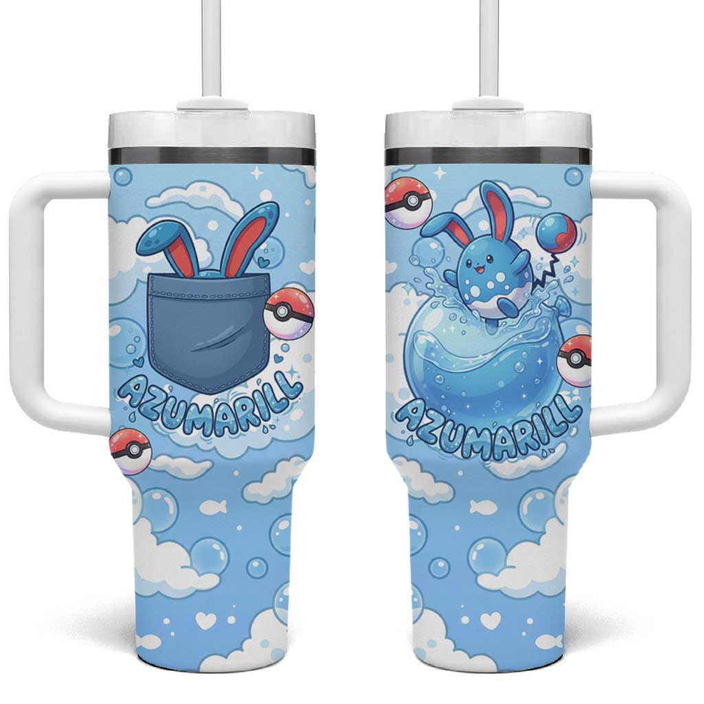 Azumarill Tumbler With Handle Dreamy Bubble Cloud Art