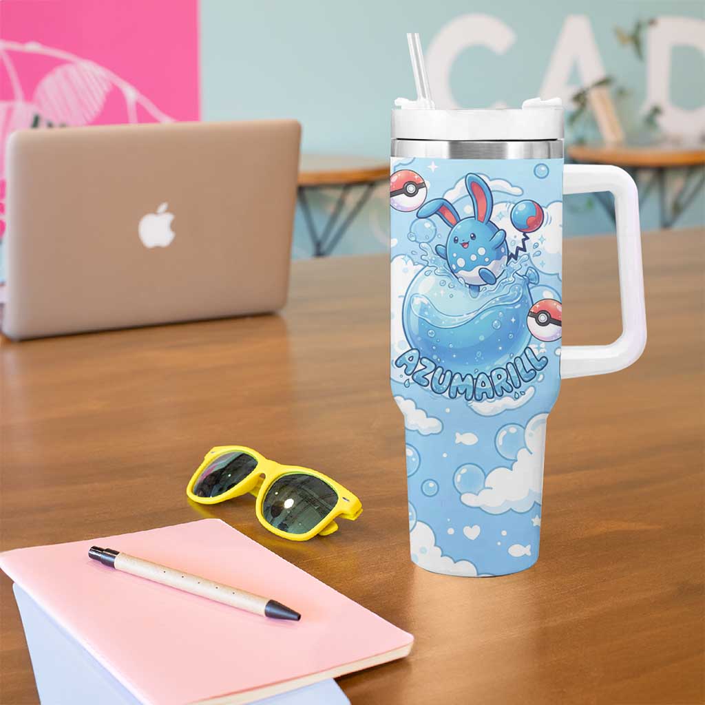 Azumarill Tumbler With Handle Dreamy Bubble Cloud Art