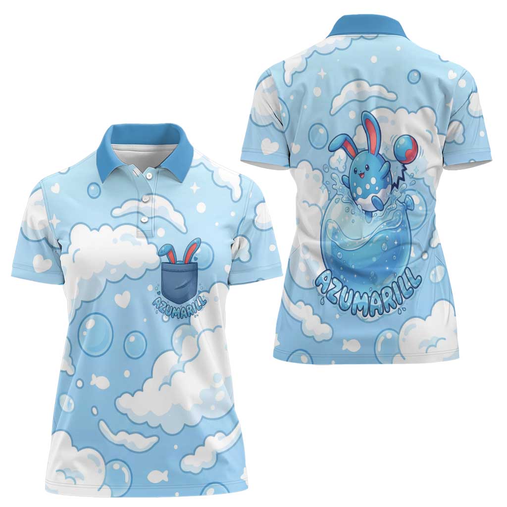 Azumarill Women Polo Shirt Dreamy Bubble Cloud Art