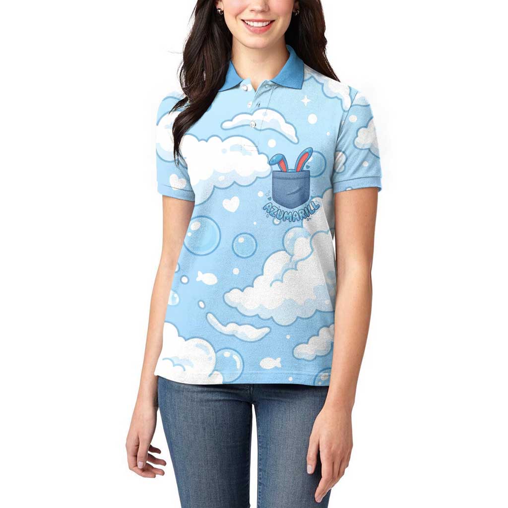 Azumarill Women Polo Shirt Dreamy Bubble Cloud Art