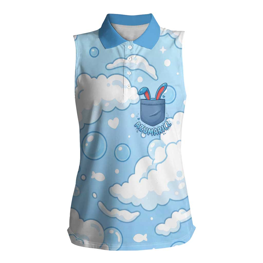 Azumarill Women Sleeveless Polo Shirt Dreamy Bubble Cloud Art