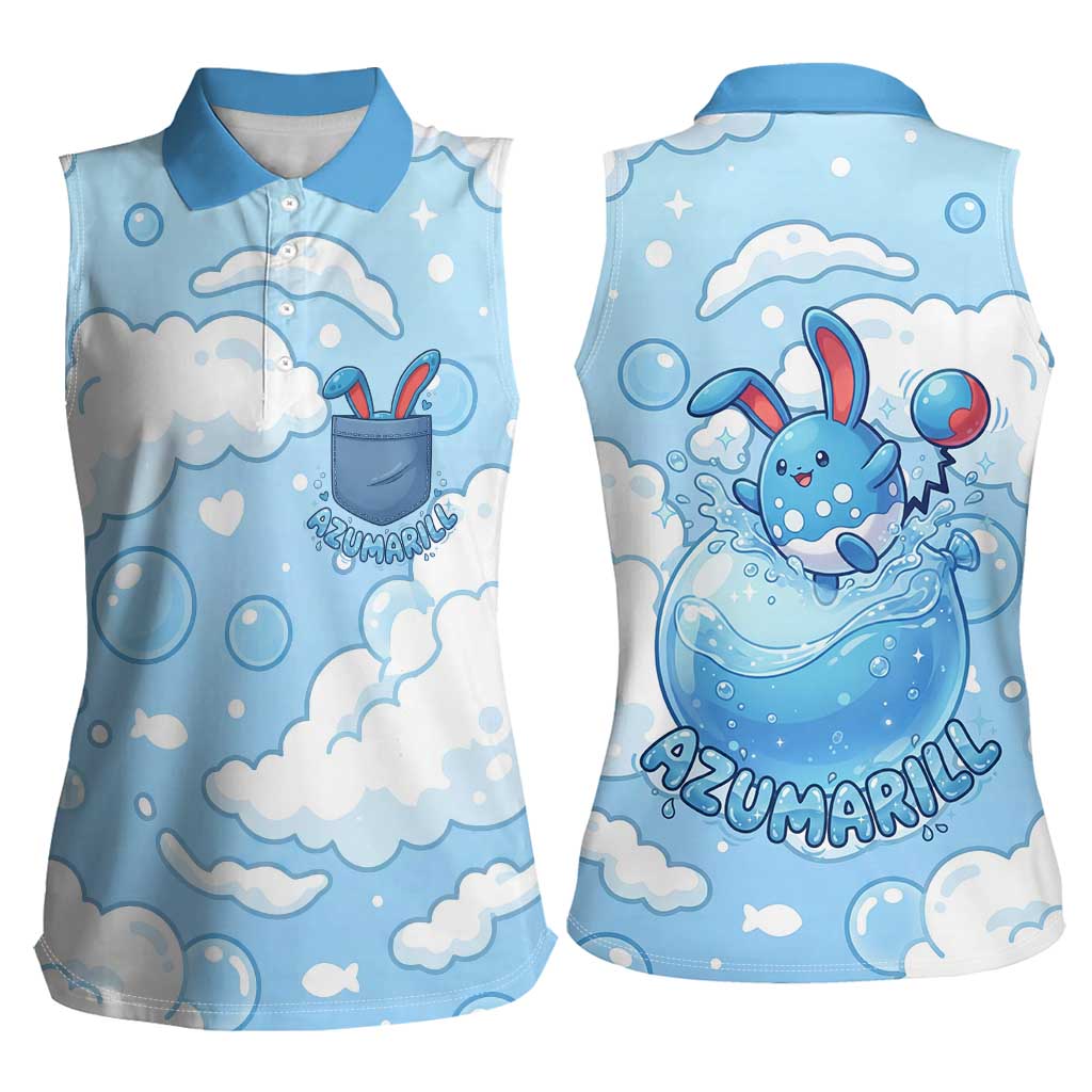 Azumarill Women Sleeveless Polo Shirt Dreamy Bubble Cloud Art