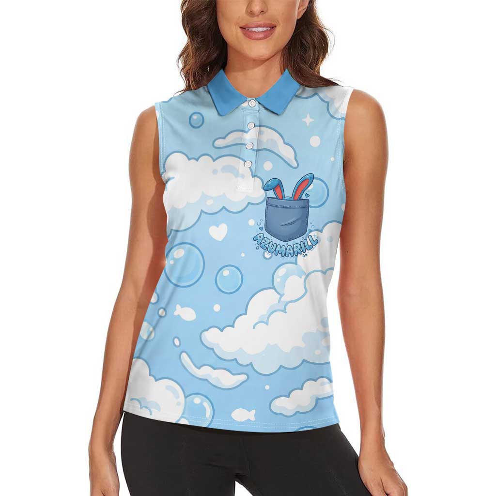 Azumarill Women Sleeveless Polo Shirt Dreamy Bubble Cloud Art