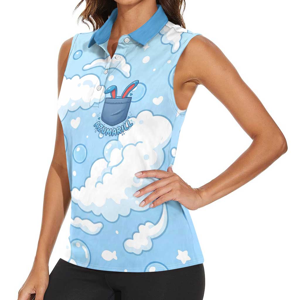 Azumarill Women Sleeveless Polo Shirt Dreamy Bubble Cloud Art