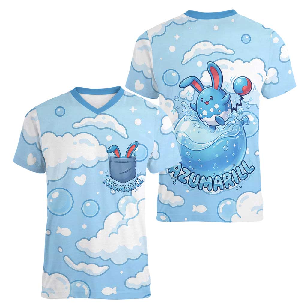 Azumarill Women V-Neck T-Shirt Dreamy Bubble Cloud Art