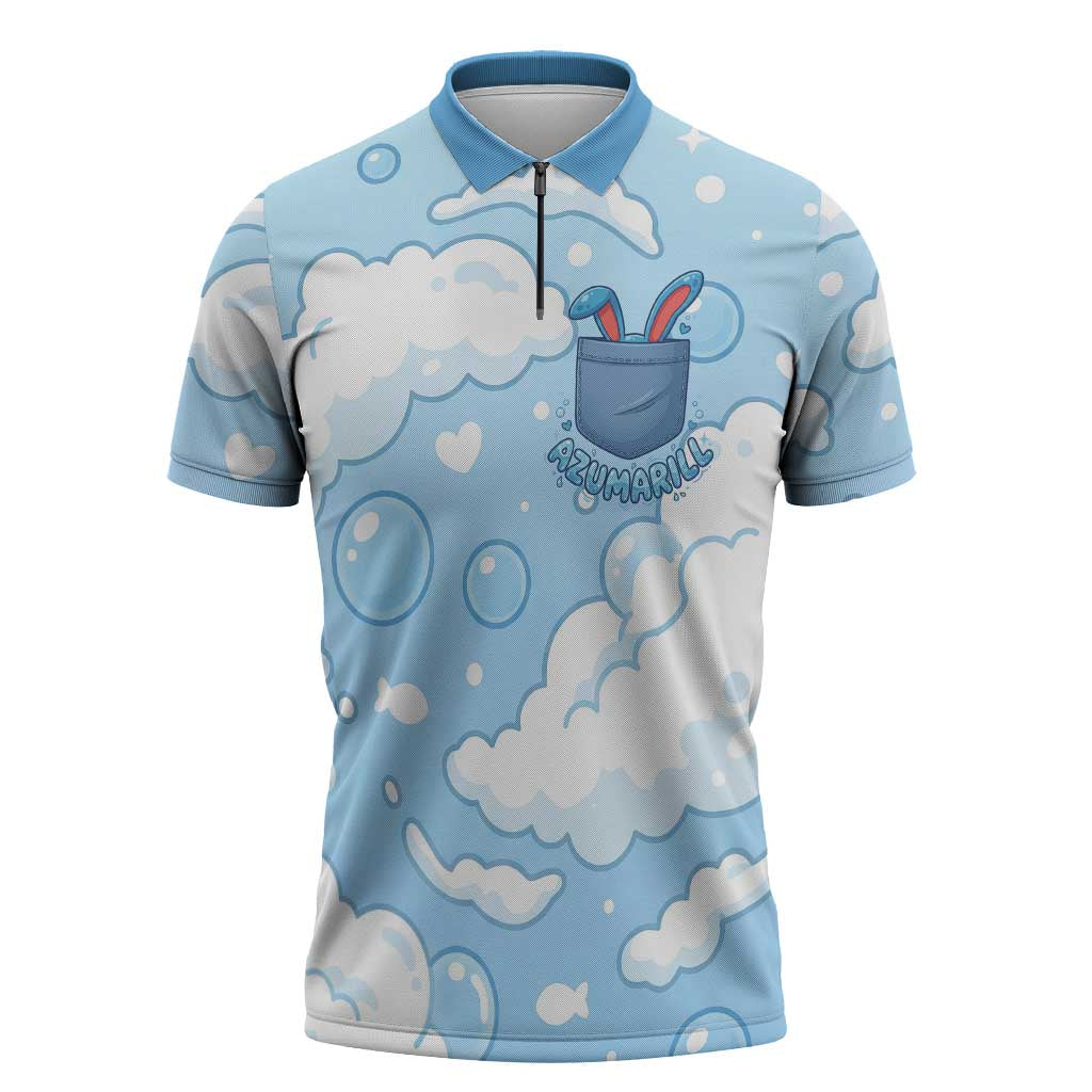 Azumarill Zipper Polo Shirt Dreamy Bubble Cloud Art
