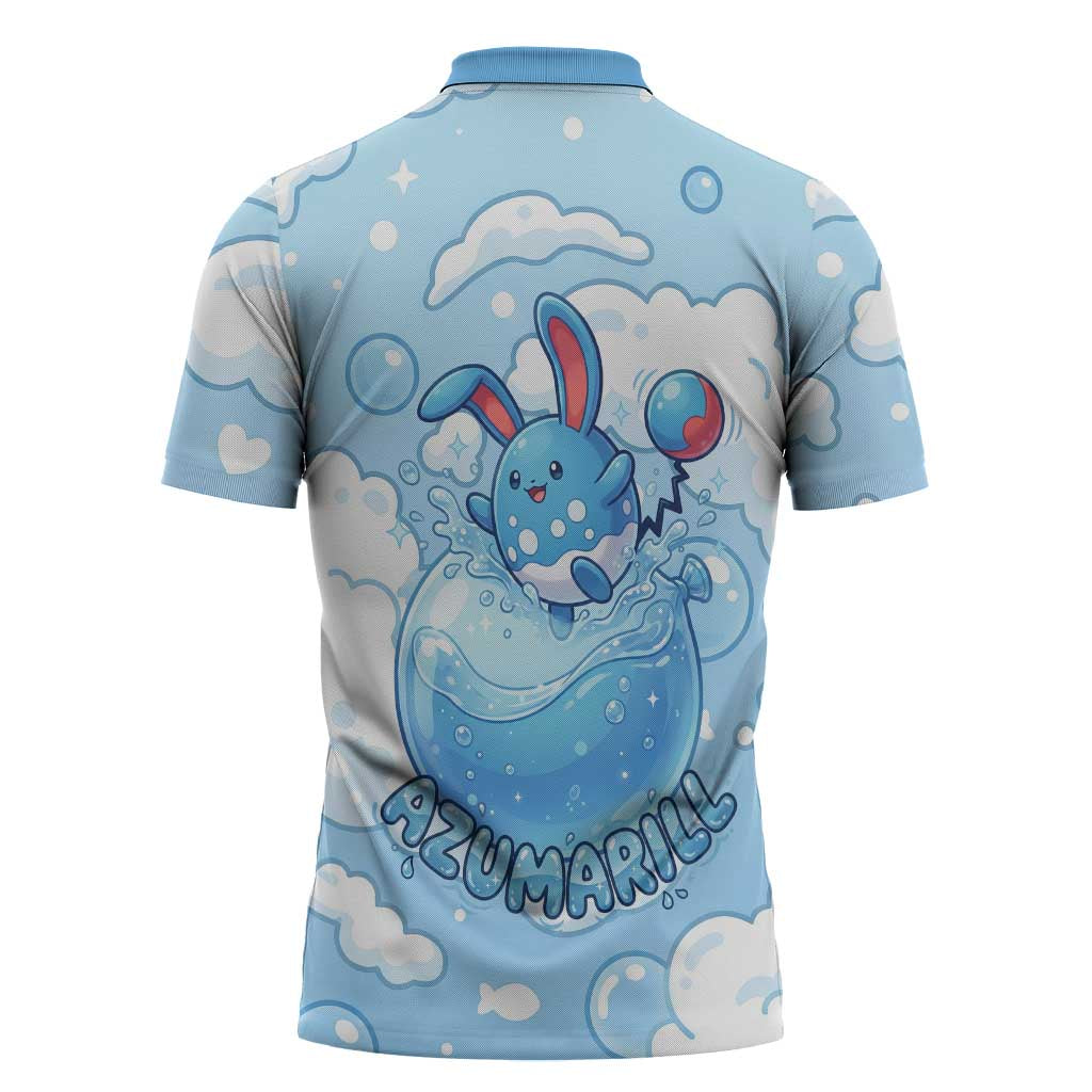 Azumarill Zipper Polo Shirt Dreamy Bubble Cloud Art