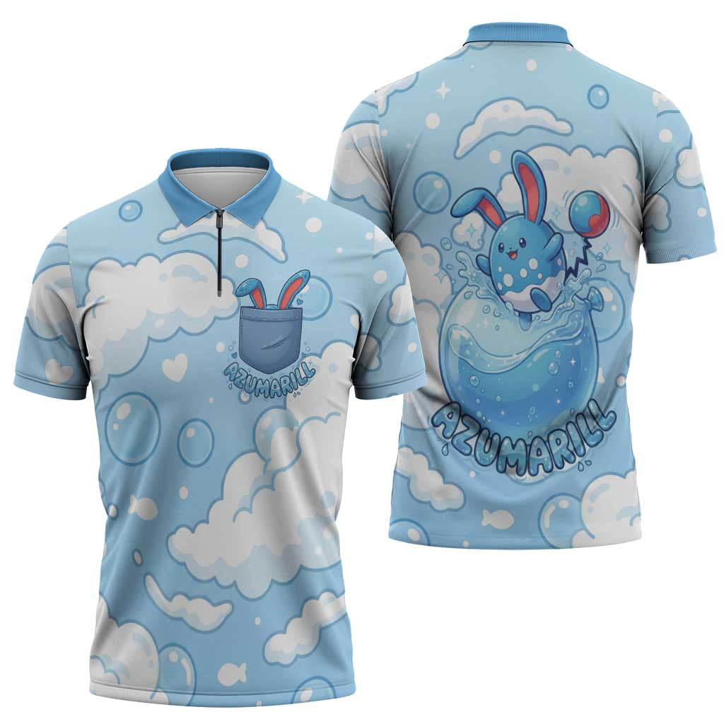 Azumarill Zipper Polo Shirt Dreamy Bubble Cloud Art