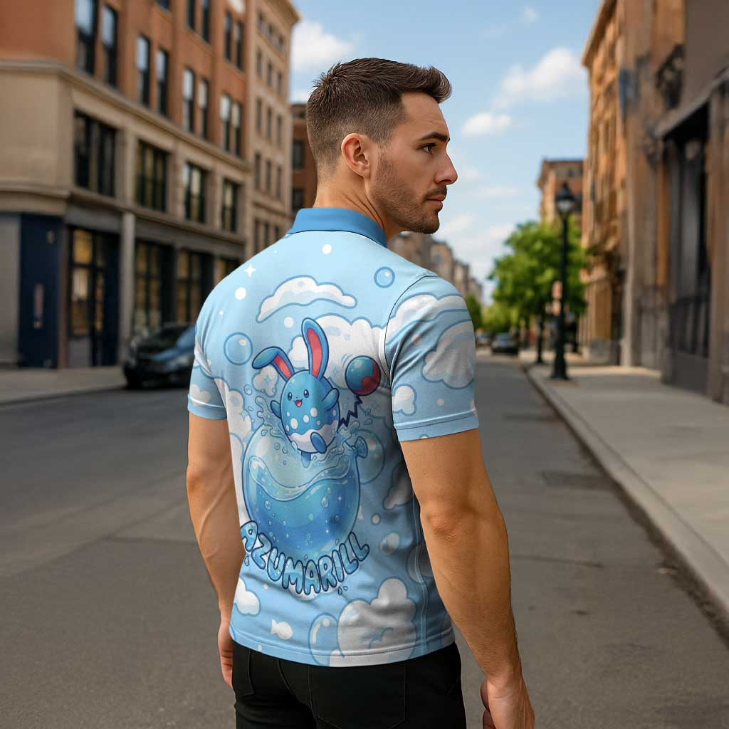 Azumarill Zipper Polo Shirt Dreamy Bubble Cloud Art