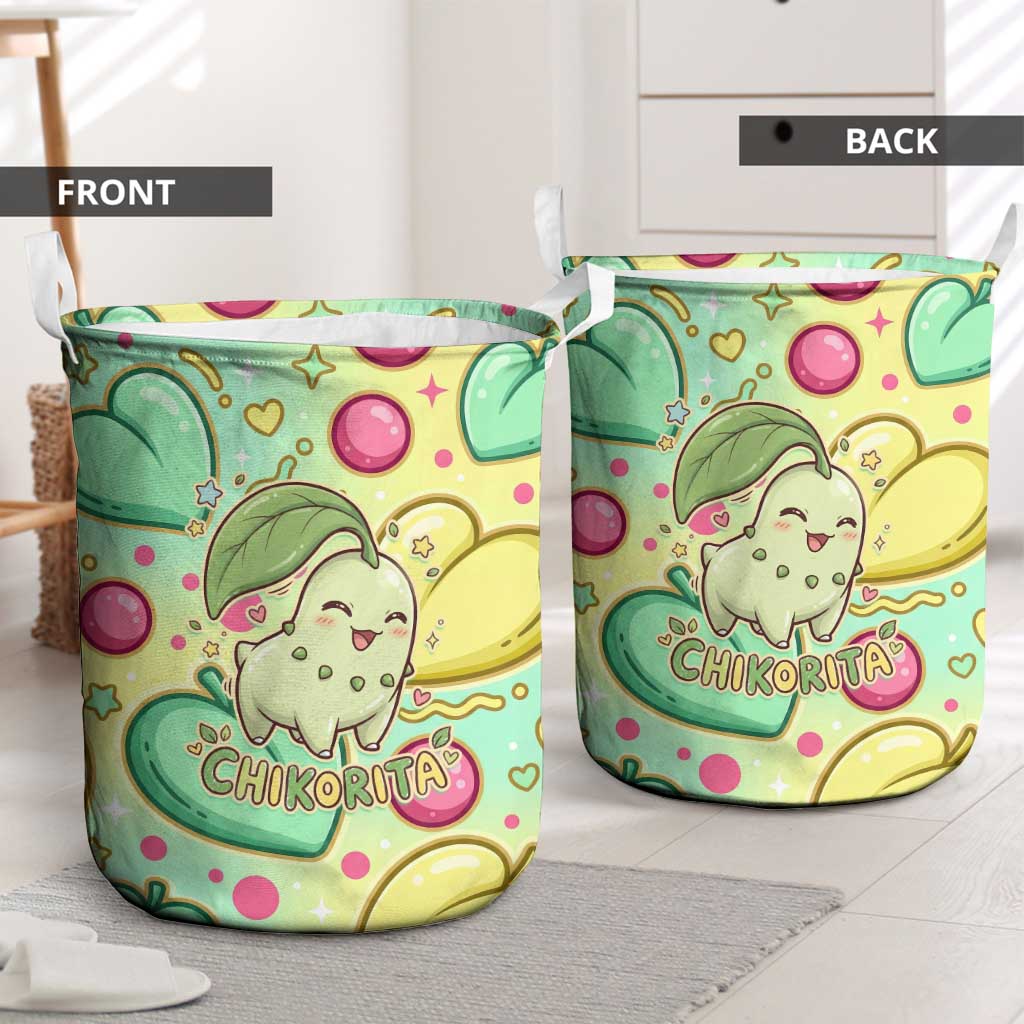 Chikorita Laundry Basket Vibrant Pastel Leaf Pop Art