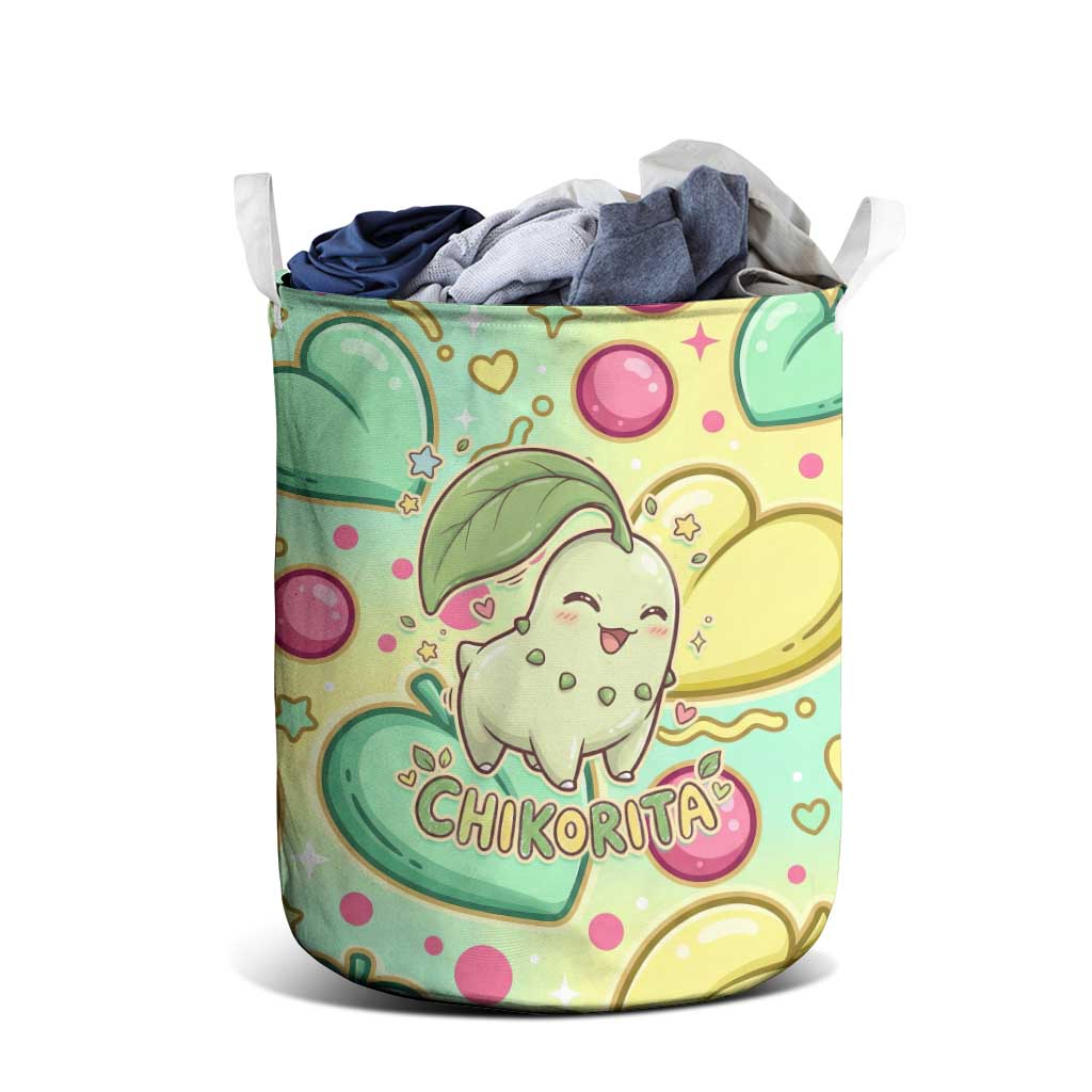 Chikorita Laundry Basket Vibrant Pastel Leaf Pop Art
